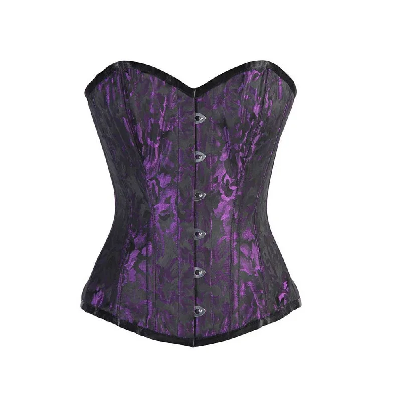 high-waisted shapewear with lace trim for eleganceELEGANT PURPLE/BLACK BRO-1000