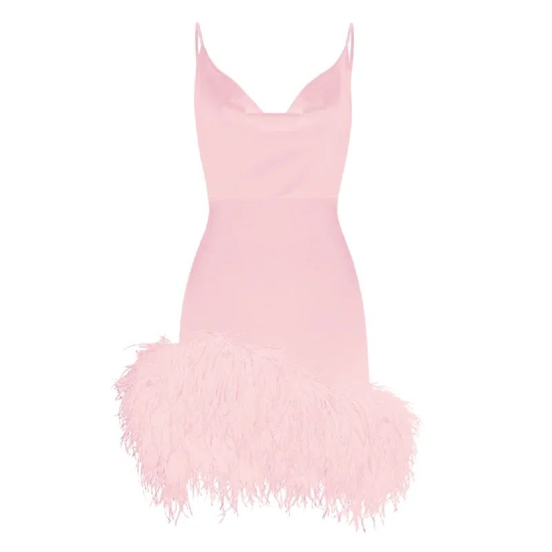 women's pajamas with a touch of whimsical funNEW Feather Mini Statement Dress - Pink