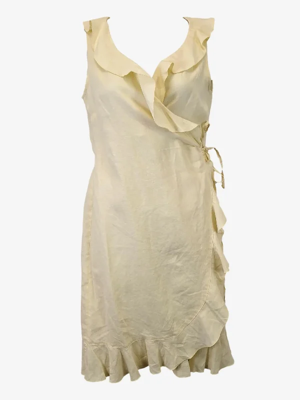 Women's Bodycon DressesGerard Darel Limoncello Ruffle Wrap Mini Dress Size 16