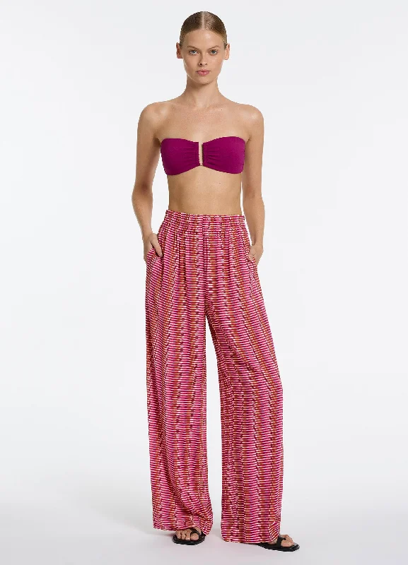 Alessia Geo Wide Leg Pant - Peony