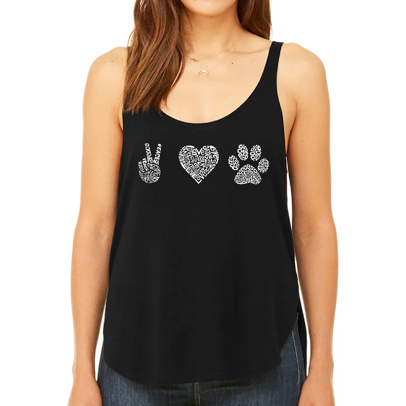 Women's Blouse for BusinessPeace Love Dogs  - Women's Premium Word Art Flowy Tank Top