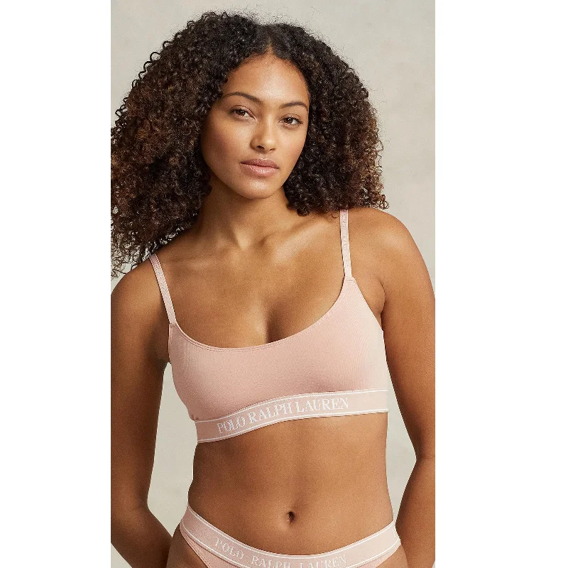 seamless bra with mesh lining for breathabilityPolo Ralph Lauren, Scoop Bralette, Polo Essentials, clay