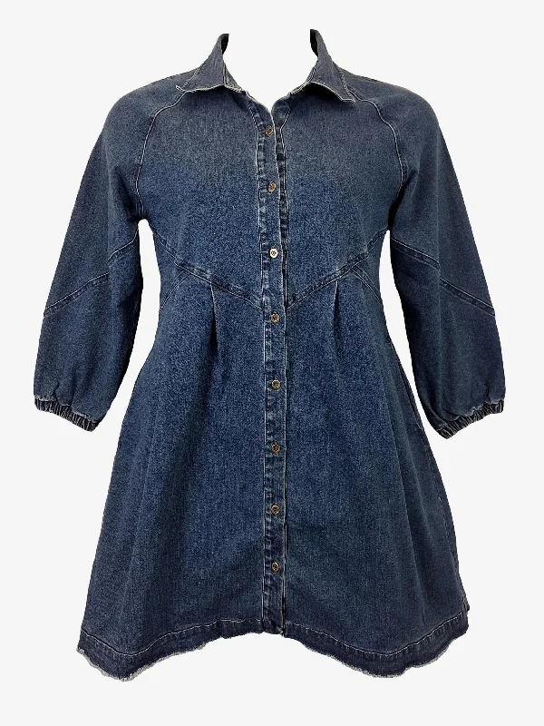 Women's Square-Neck DressesBelle & Bloom Chic Collared Denim Mini Dress Size L