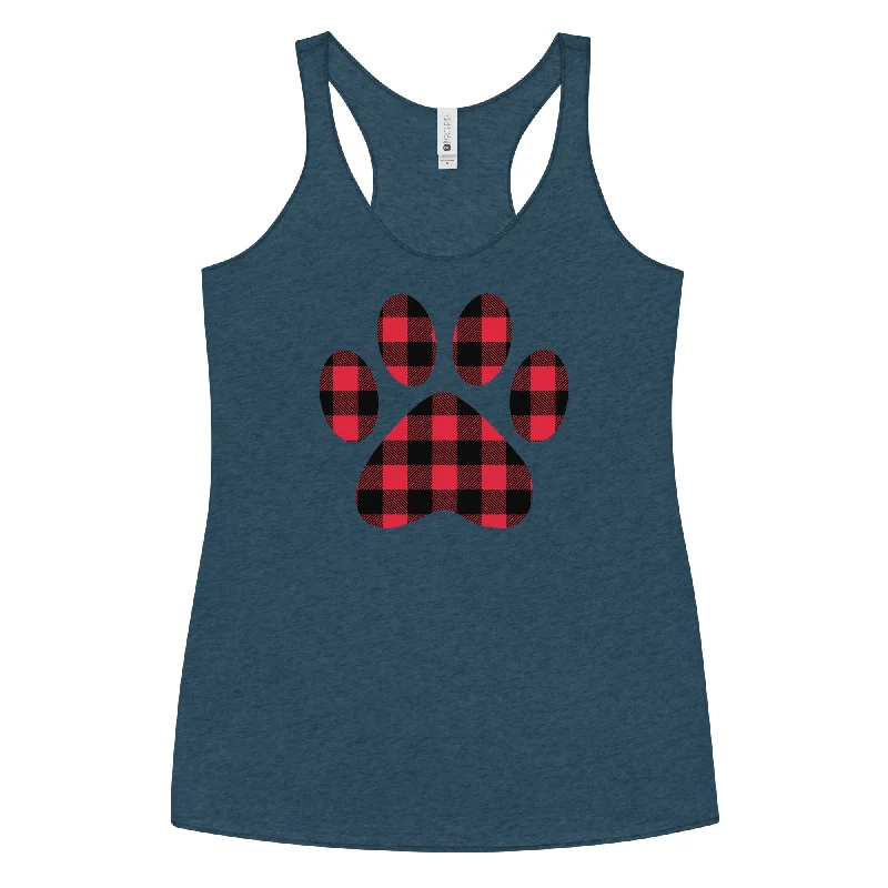 Women's Blouse with ButtonsGingham Paw Print Tank Top