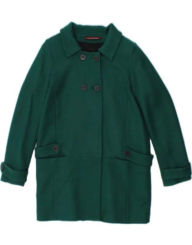 Women's Coats with Fur Trimmed BeltCOMPTOIR DES COTONNIERS Womens Double Breasted Coat IT 40 Small Green Wool