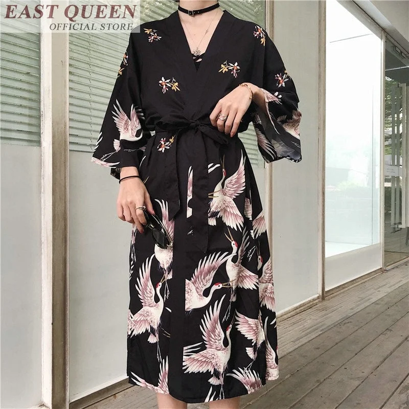 women's pajamas for bed and breakfast staysJapanese Kimono Traditional Woman 2021 Long Kimono Cardigan Cosplay Blouse Shirt Yukata Female Japanese Dress Haori Geisha KZ001