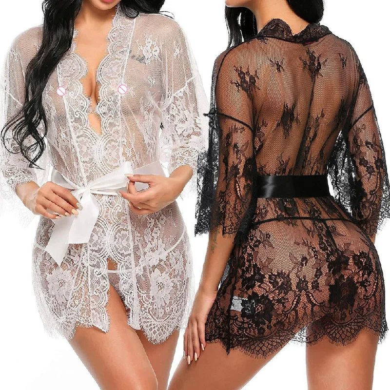 seamless nursing bra with easy-access clipsSexy Lace Nightwear Erotic Lingerie Sleepwear Women Summer See Through Sleep Dress Solid Lace Pajamas Bath Robe Dress Nightgown