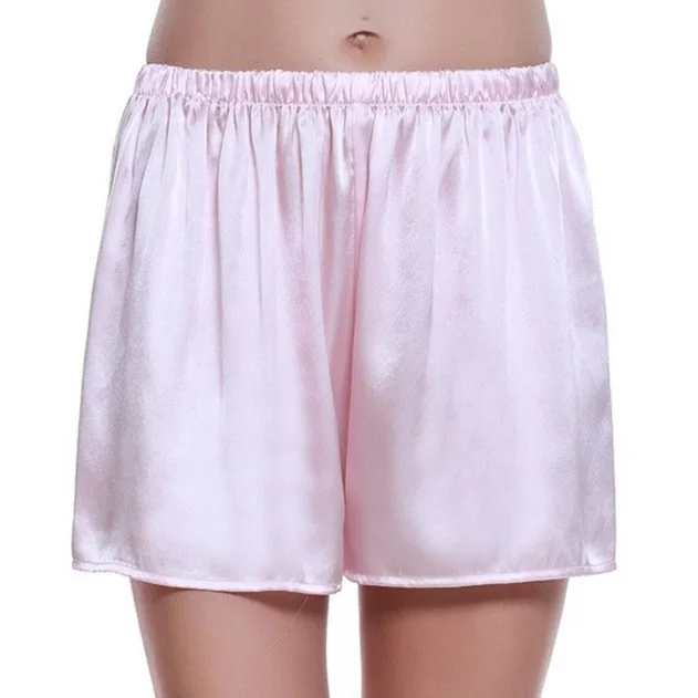 stretch lace panties with a sheer overlay and high-cut legs for a seductive flairWomens 100% Mulberry Silk Shorts - Pink