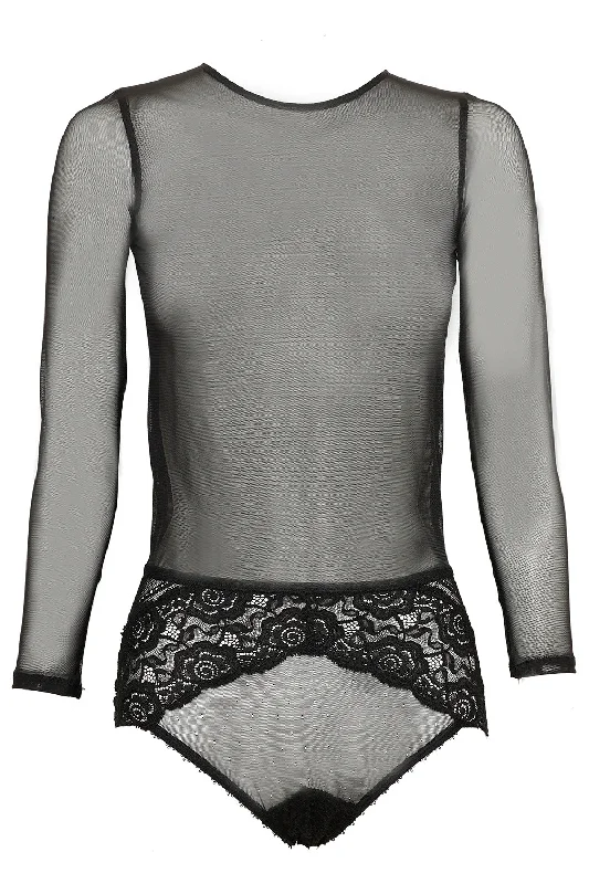 seamless shapewear for figure-hugging dressesGEORGIE LONG SLEEVE LACE BODYSUIT