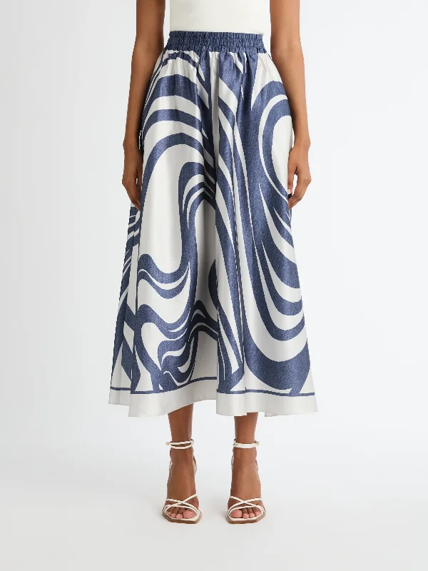 Women's U-Shaped Hem SkirtsMIRA SWIRL MIDI SKIRT