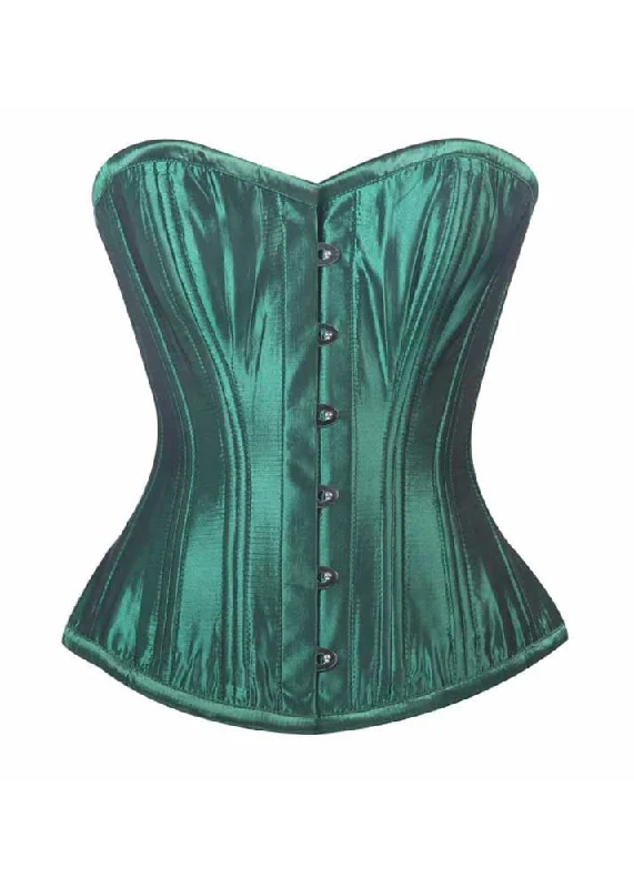 open-bust corset shapewear for waist definitionWT-OB GREEN TAFFETA