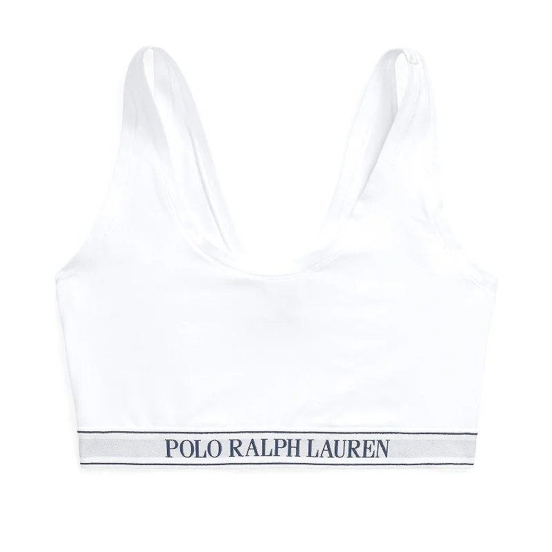 wireless mastectomy bra with soft cupsPolo Ralph Lauren, Bralette Built Up, Polo Essentials, white