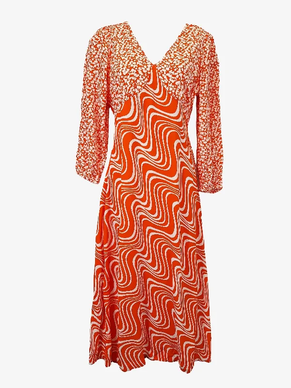 Women's Round-Neck DressesAssorted Brands Funky Coral Relaxed Maxi Dress Size 12