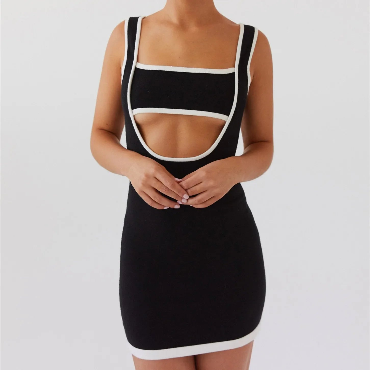 Women's Mini DressesSummer Club Night Out Women Fashion Sleeveless Hollow Out Mini Bodycon Cut Out Dress