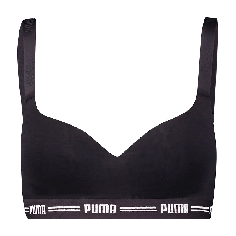 wireless bra with ruched sides for slimmingPUMA, Damen Padded Top, black