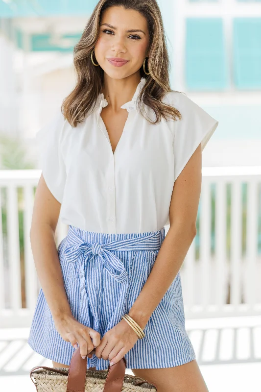 Women's Contemporary ShortsKnow It Well White Ruffled Top