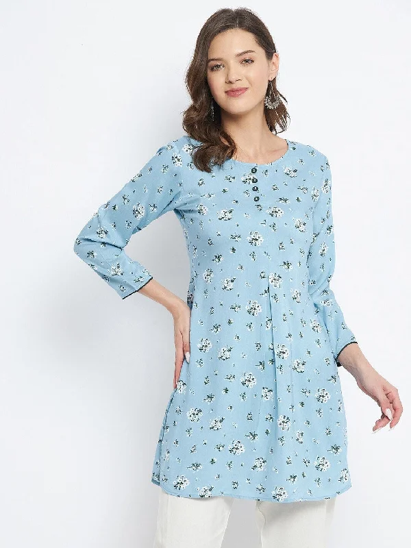 Women's Board ShortsLight Blue Short Kurti