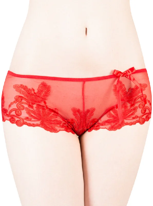 plus-size lace hipster panties with a tummy tuckerLadies Stunning Sheer Shorts With Fabulous Embroidery & Pretty Satin Bow