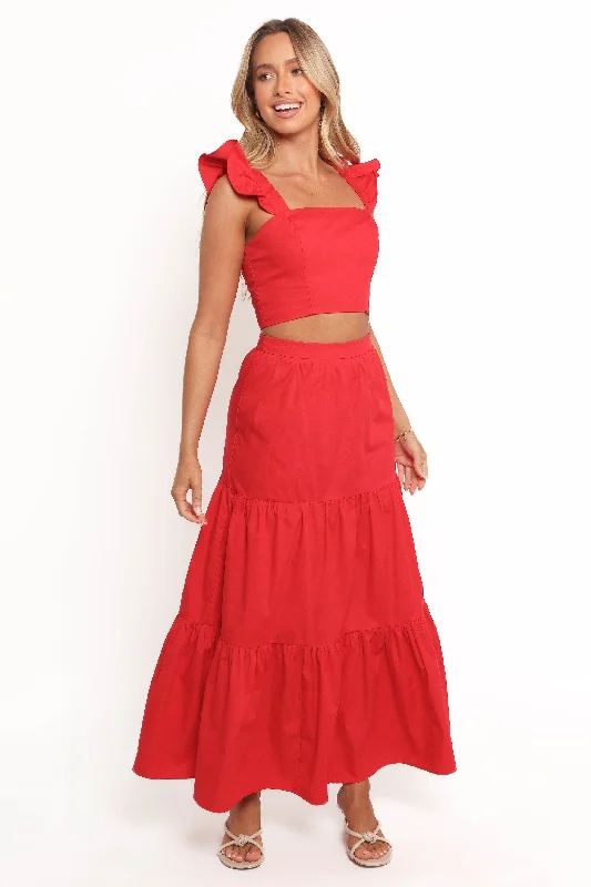 Women's Solid Color SkirtsRoxia Skirt Set - Red