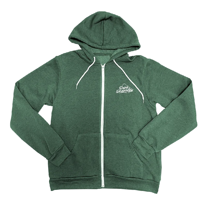 Women's Hooded Sweatshirts with Flannel LiningHeather Forest Green Zip Up Hoodie