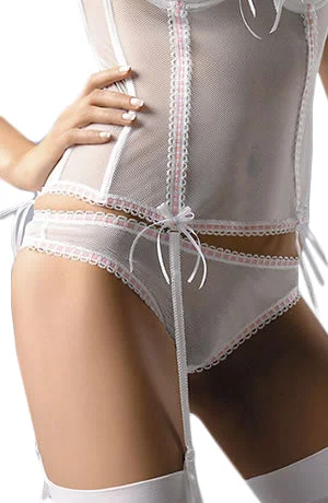 maternity support underwear for pregnant womenPretty White Mesh Pink Ribbons Threaded Brief A120