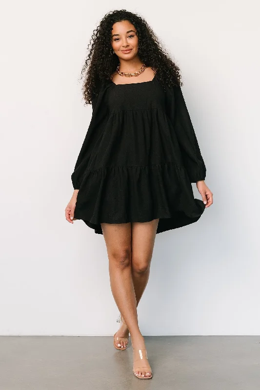 Women's Textured ShortsSelena Tiered Mini Dress | Black