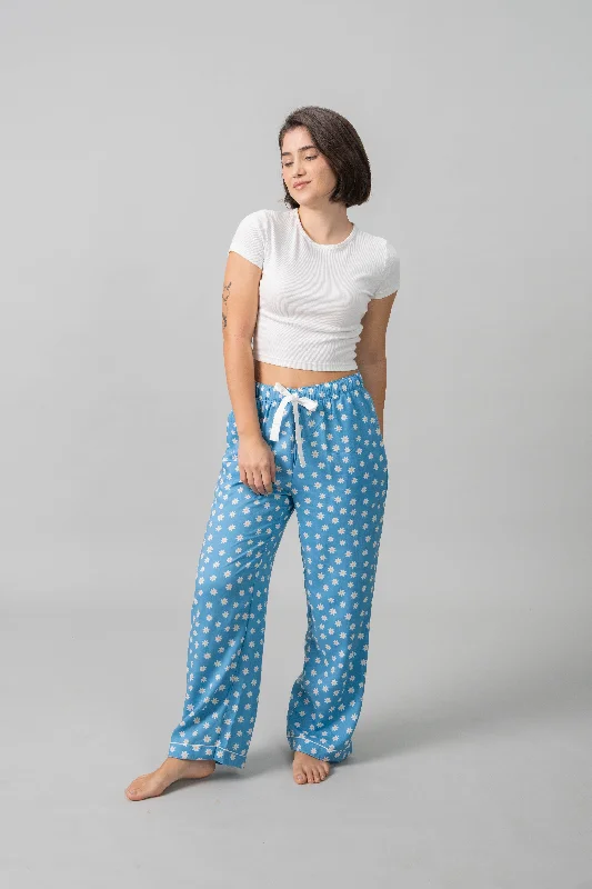 women's pajamas in solid colorsIsabella Blue Floral Cotton Blend Women's Pajama