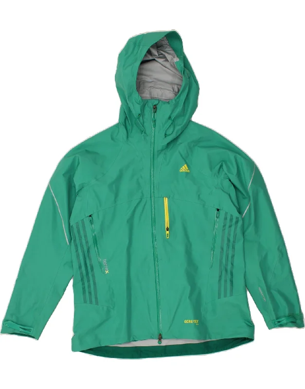 Women's Coats with HoodADIDAS Womens Hooded Rain Jacket UK 20 2XL Green Polyamide