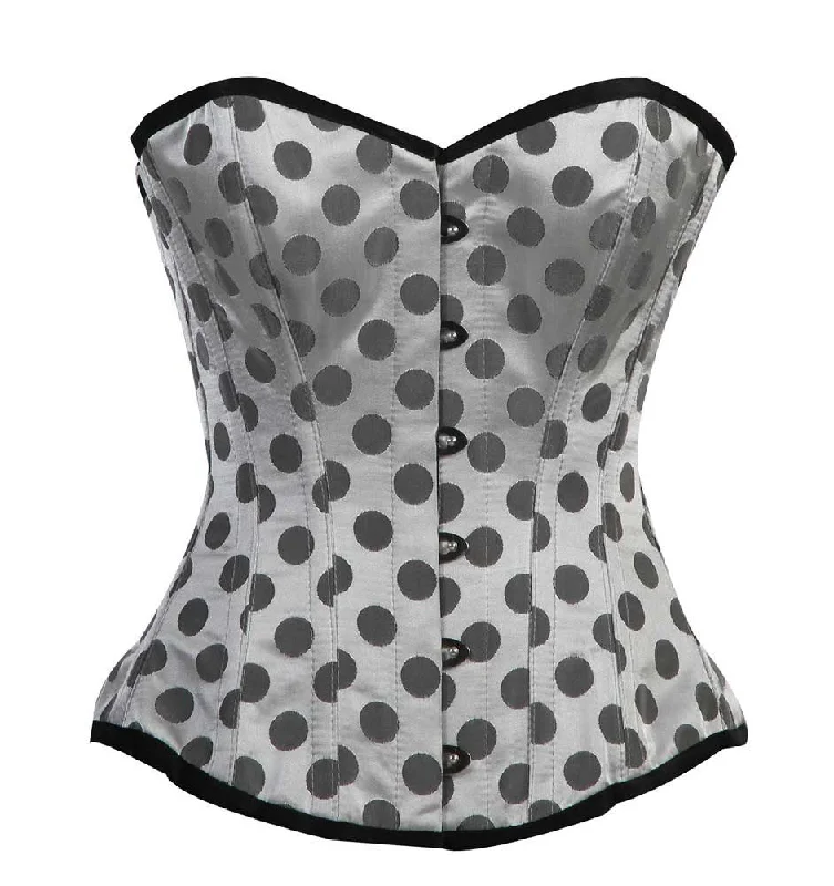 open-bust shapewear for topsELEGANT SILVER/GREY POLKA DOT