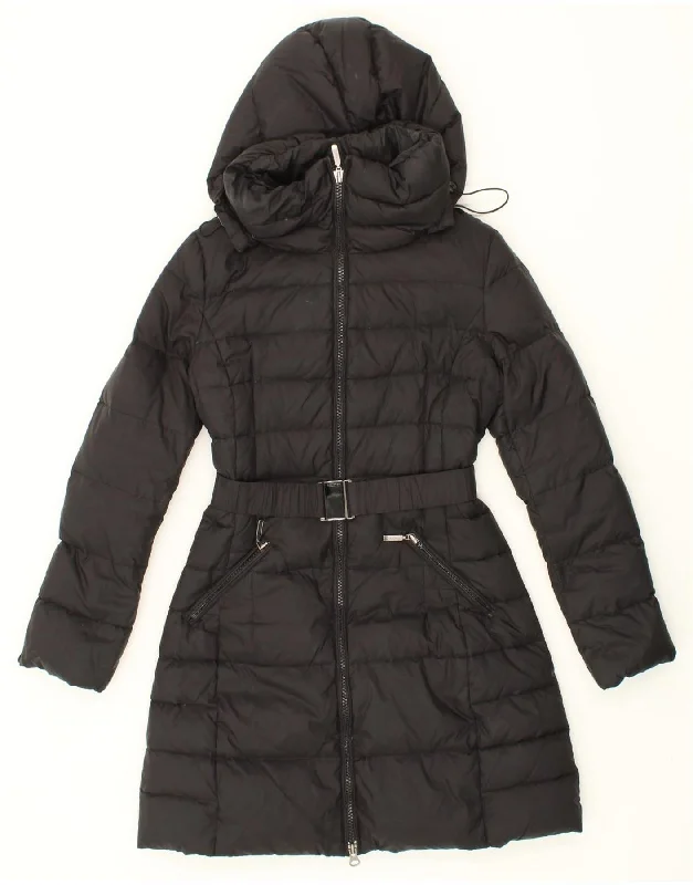 Women's Coats with Fur Trimmed ZipperBENETTON Womens Hooded Padded Coat IT 42 Medium Black Polyamide