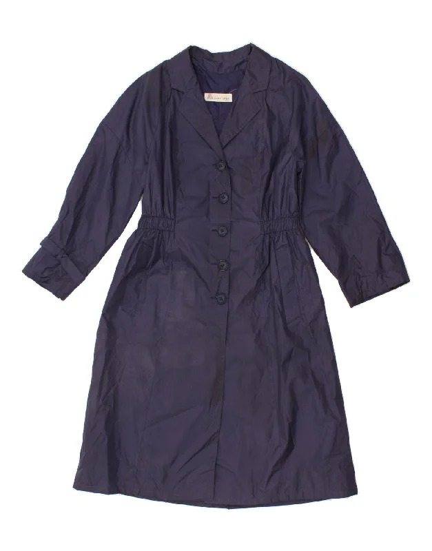 Women's Fur CoatsCLAUDE HAVREY Womens Trench Coat UK 14 Medium Navy Blue Polyester