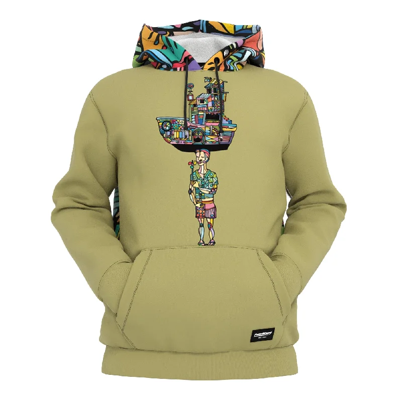 Women's Hooded Sweatshirts with Knit LiningOlindo Khaki Hoodie