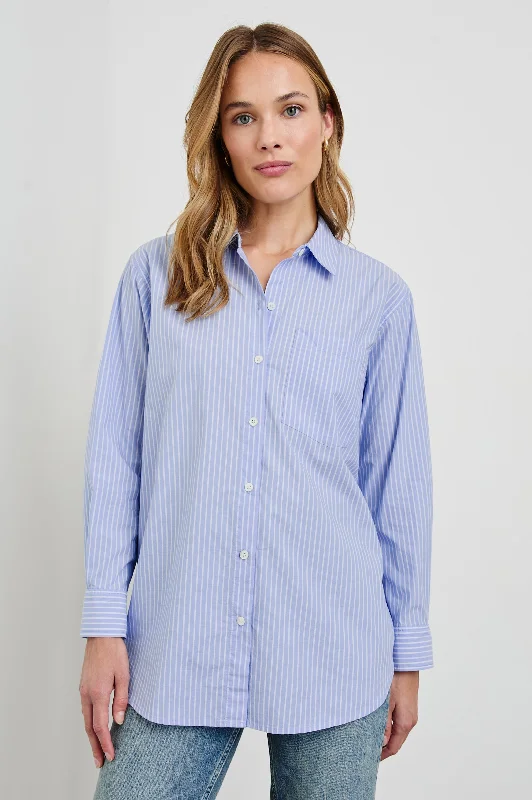 Women's Blouse with ZipperELSA SHIRT - OXFORD WHITE STRIPE