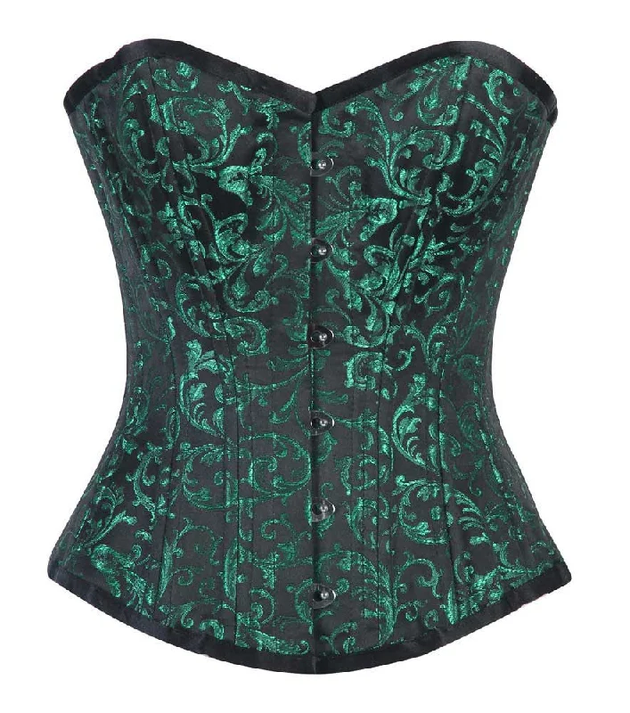 open-bust waist trainer with lace overlay for eleganceWT-OB GREEN/BLACK BRO-200