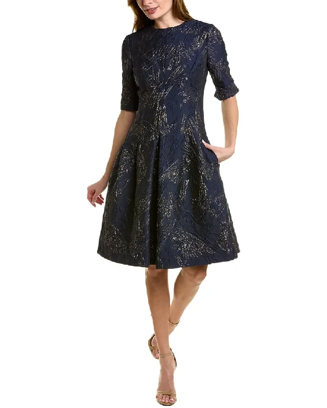 Women's Square Collar DressesTeri Jon by Rickie Freeman Jacquard A-Line Dress