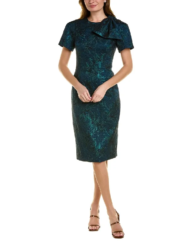 Women's Collarless DressesTeri Jon by Rickie Freeman Metallic Jacquard Cocktail Dress