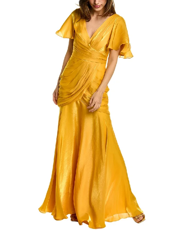 Women's Shirt Collar DressesTheia Tamara Flutter Sleeve Gown