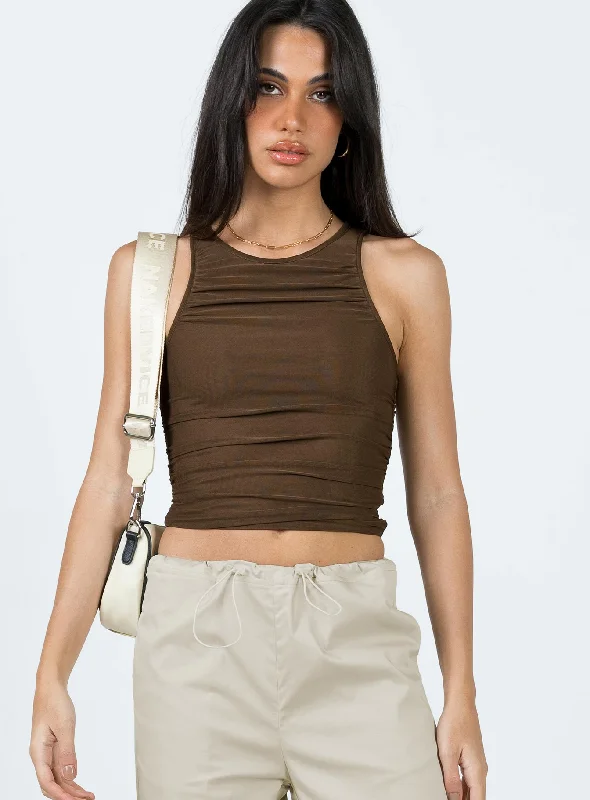 Women's Blouse with Keyhole NeckCapano Top Brown