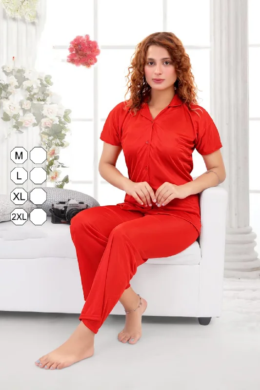 women's striped pajama setsRed satin night suits Combo Set for women